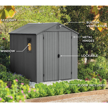 Darwin 6x8ft (1.9m x 2.4m) Garden Shed - Green