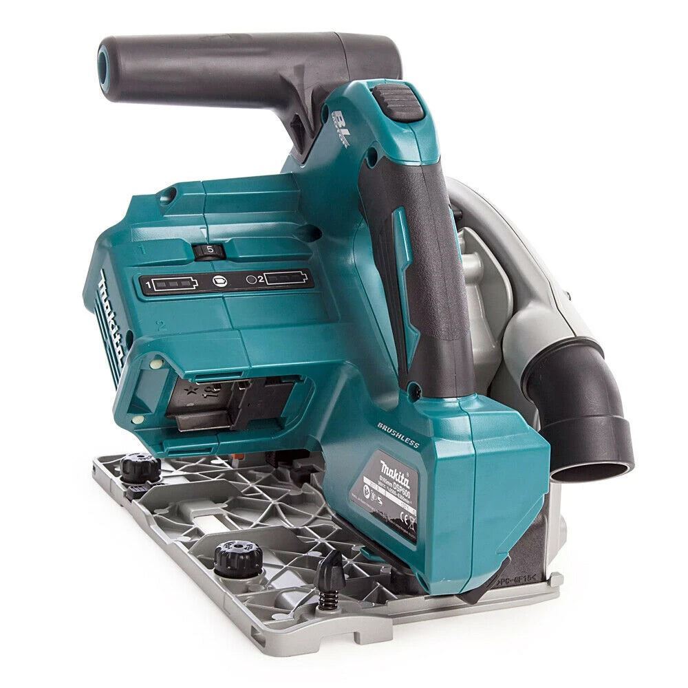 Makita DSP600ZJ 36V Brushless 165mm Plunge Saw with 1 x 3000mm Guide Rail & Clamp