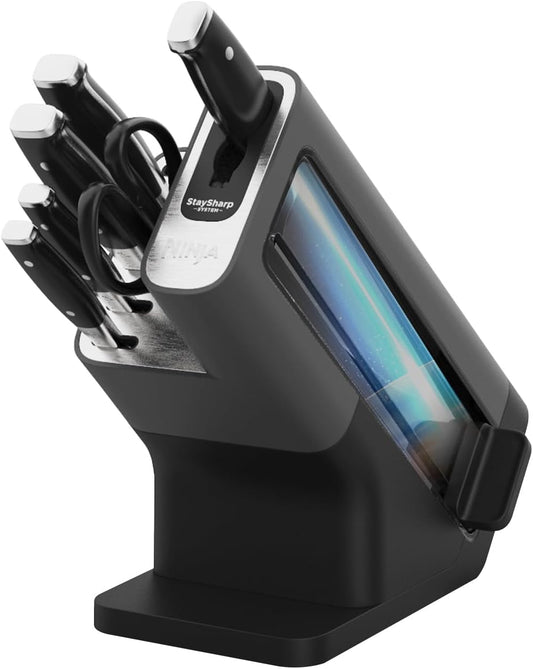 Ninja Foodi StaySharp Knife Block with Integrated Sharpener; 5 Knives and Scissors (1 pair), Sharp 6-Piece Knife Set