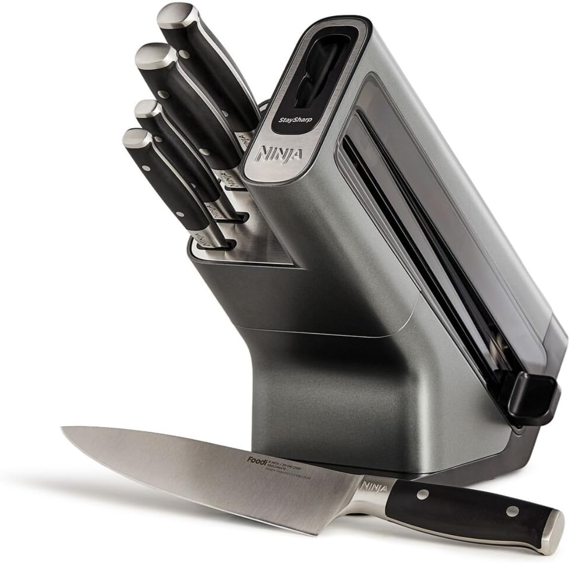Ninja Foodi StaySharp Knife Block with Integrated Sharpener, 5-Piece Knife Set includes Chef