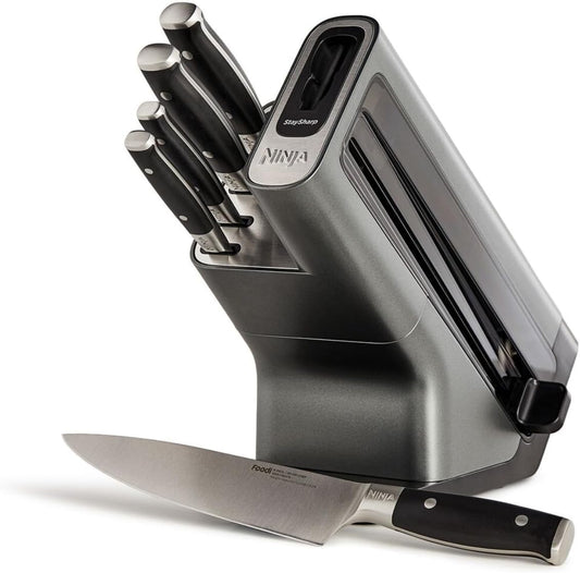 Ninja Foodi StaySharp Knife Block with Integrated Sharpener, 5-Piece Knife Set includes Chef
