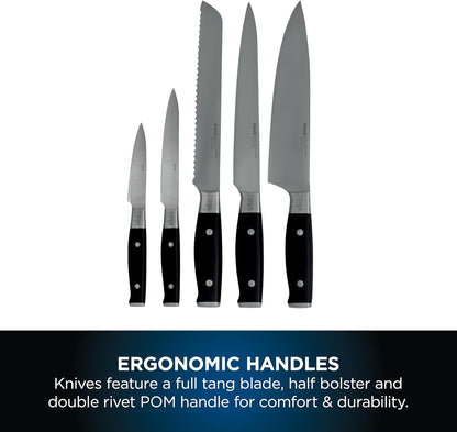 Ninja Foodi StaySharp Knife Block with Integrated Sharpener, 5-Piece Knife Set includes Chef