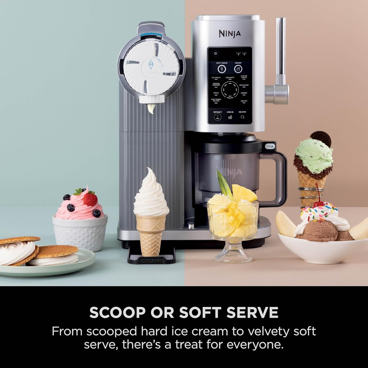 Ninja Swirl by CREAMi Soft Serve & Ice Cream Maker with 2x Tubs, 13 Functions, Makes Ice Cream