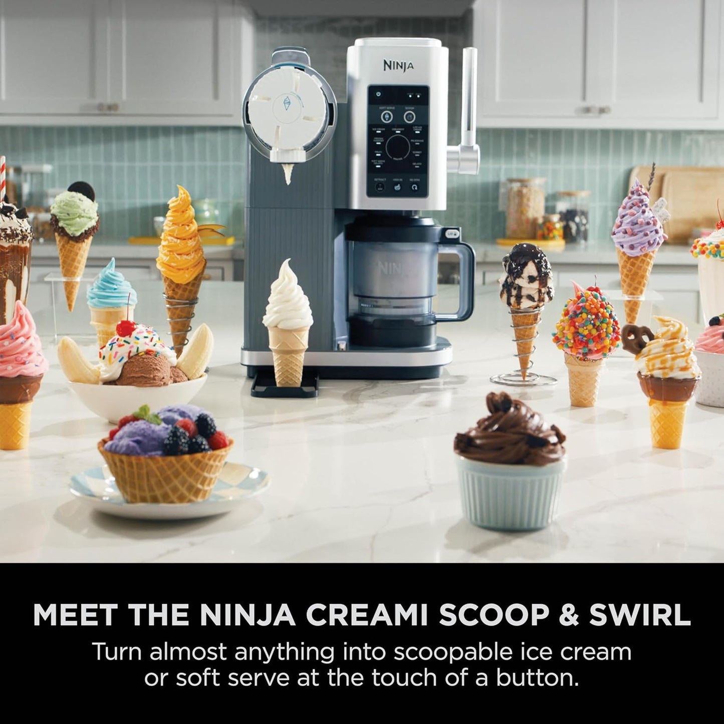 Ninja Swirl by CREAMi Soft Serve & Ice Cream Maker with 2x Tubs, 13 Functions, Makes Ice Cream