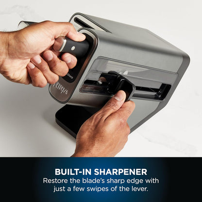 Ninja Foodi StaySharp Knife Block with Integrated Sharpener 5 Knives and Scissors (1 pair), Sharp 6-Piece Knife Set Chef, Bread, Slicing, Utility, Paring Knives & Scissors, Stainless Steel, K32006UK